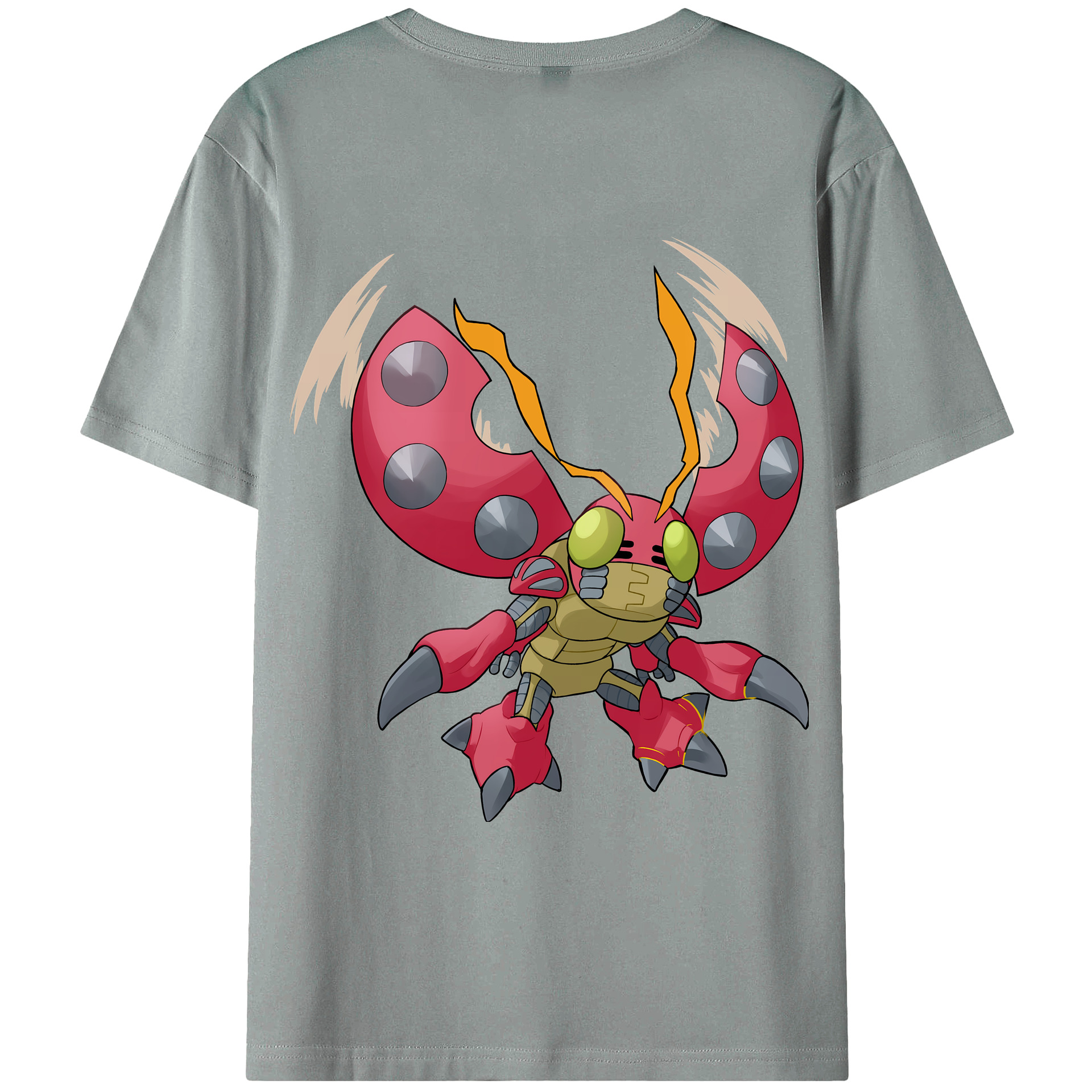 （画像用） Digimon デジタルモンスター/デジモン 綿100％ メンズ半袖Tシャツ（バックプリント） 通気性